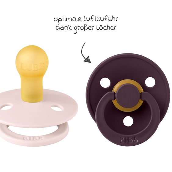 Bibs Pacifier Colour 2-Pack - Petal / Plum - Gr. 0-6 M