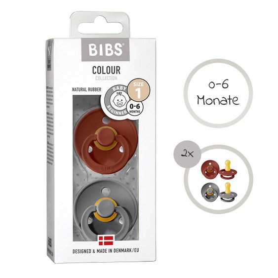Bibs Schnuller - Colour 2er Pack - Rust / Smoke - Gr. 0-6 M