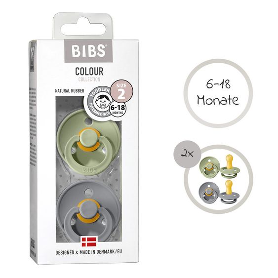 Bibs Pacifier - Color 2 Pack - Sage / Cloud - Gr. 6-18 M