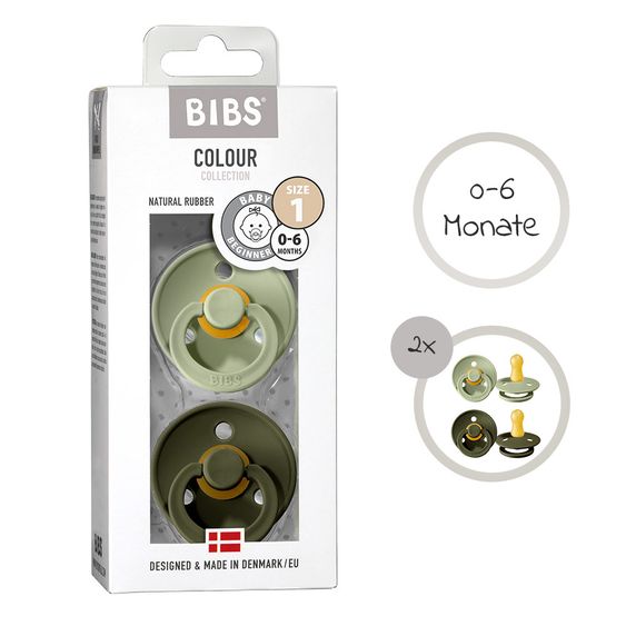 Bibs Pacifier - Color 2 Pack - Sage / Hunter Green - Gr. 0-6 M