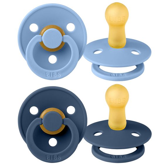 Bibs Pacifier - Colour 2 Pack - Sky Blue / Steel Blue - Sizes 6-18 M