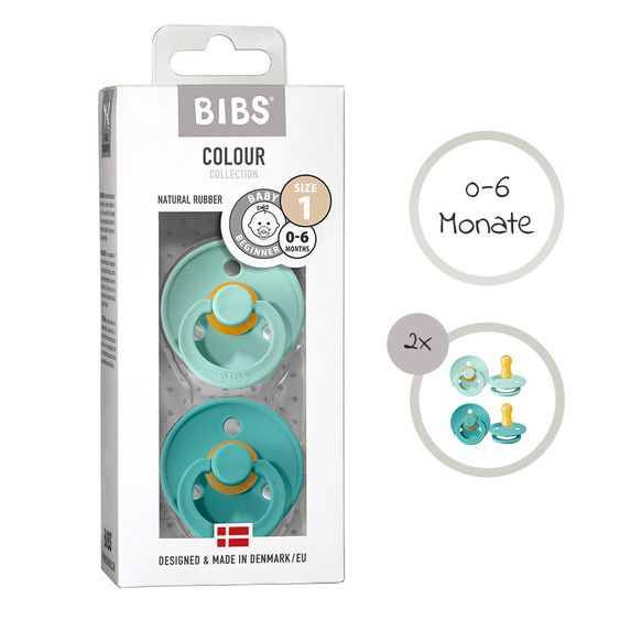 Bibs Schnuller - Colour 2er Pack - Turquoise / Mint - Gr. 0-6 M