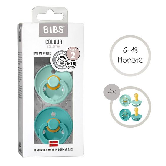 Bibs Schnuller - Colour 2er Pack - Turquoise / Mint - Gr. 6-18 M