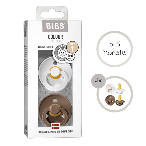 Bibs Schnuller - Colour 2er Pack - White / Dark Oak - Gr. 0-6 M