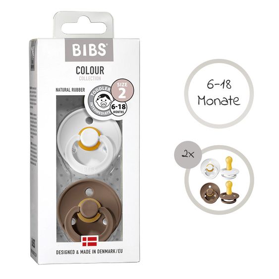 Bibs Schnuller - Colour 2er Pack - White / Dark Oak - Gr. 6-18 M