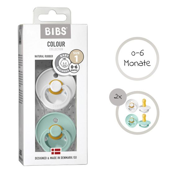Bibs Schnuller - Colour 2er Pack - White / Mint - Gr. 0-6 M