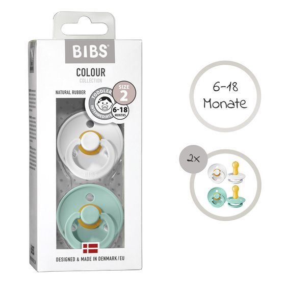 Bibs Schnuller - Colour 2er Pack - White / Mint - Gr. 6-18 M