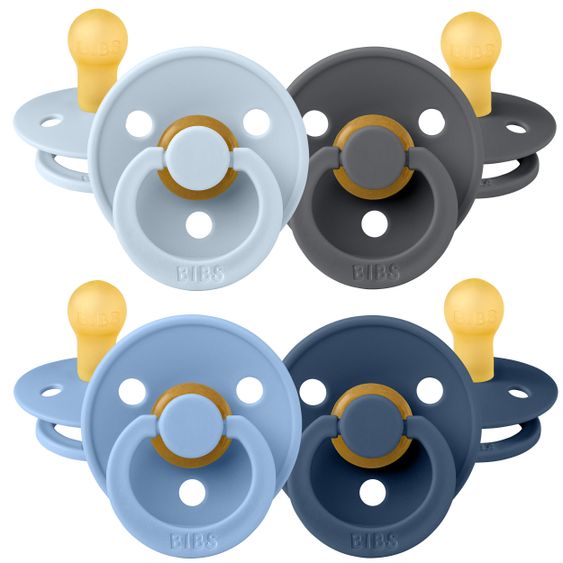 Bibs Ciuccio - Confezione da 4 colori - Baby Blue / Iron / Sky Blue / Steel Blue - Taglia 0-6 M