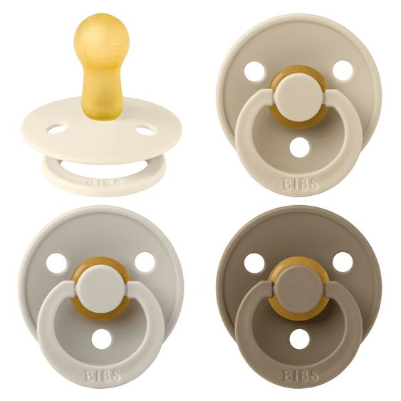 Bibs Schnuller Colour 4er Pack - Ivory / Sand / Vanilla / Dark Oak - Gr. 0-6 M