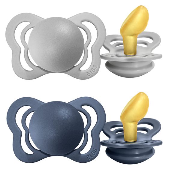 Bibs Schnuller - Couture 2er Pack - Naturkautschuk - Cloud / Steel - Gr. 0-6 M