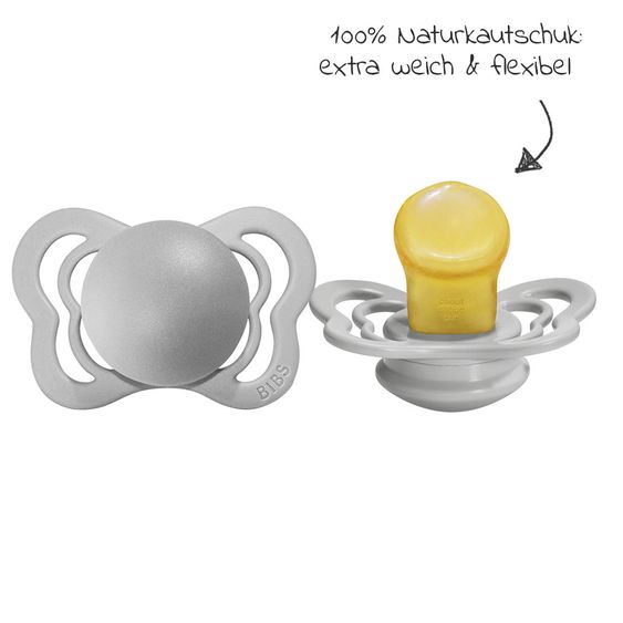 Bibs Schnuller - Couture 2er Pack - Naturkautschuk - Cloud / Steel - Gr. 0-6 M