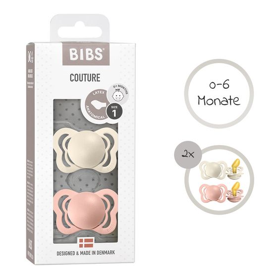 Bibs Schnuller - Couture 2er Pack - Naturkautschuk - Ivory / Blush - Gr. 0-6 M