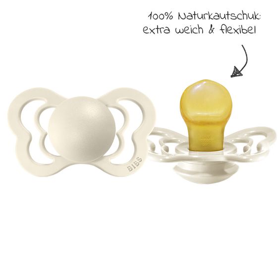 Bibs Schnuller - Couture 2er Pack - Naturkautschuk - Ivory / Blush - Gr. 6-36 M