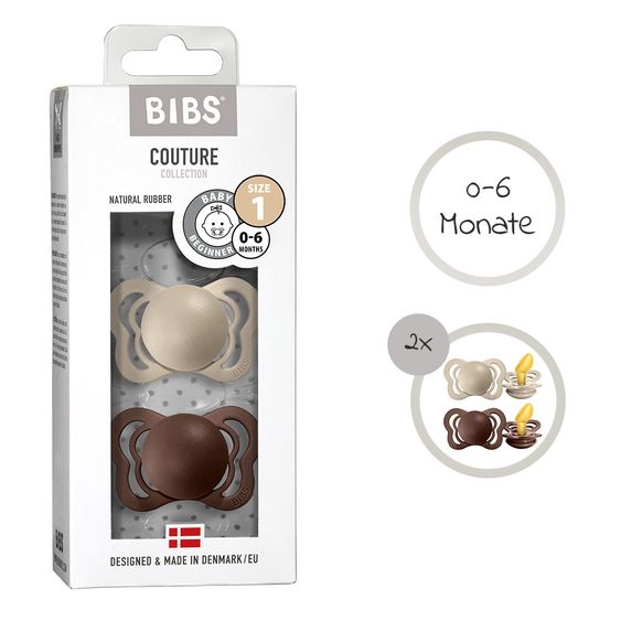 Bibs Schnuller - Couture 2er Pack - Naturkautschuk - Vanilla / Mocha - Gr. 0-6 M