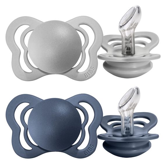 Bibs Schnuller - Couture 2er Pack - Silikon - Cloud / Steel - Gr. 0-6 M