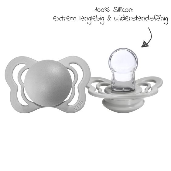 Bibs Schnuller - Couture 2er Pack - Silikon - Cloud / Steel - Gr. 0-6 M