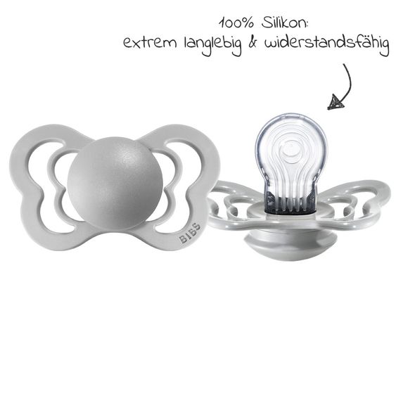 Bibs Schnuller - Couture 2er Pack - Silikon - Cloud / Steel - Gr. 6-36 M