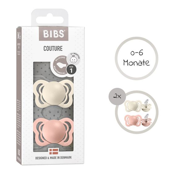 Bibs Schnuller - Couture 2er Pack - Silikon - Ivory / Blush - Gr. 0-6 M