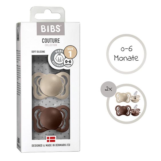 Bibs Schnuller - Couture 2er Pack - Silikon - Vanilla / Mocha - Gr. 0-6 M