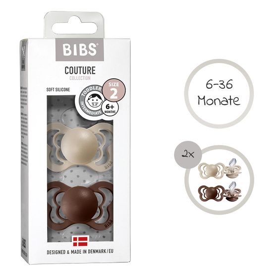 Bibs Schnuller - Couture 2er Pack - Silikon - Vanilla / Mocha - Gr. 6-36 M