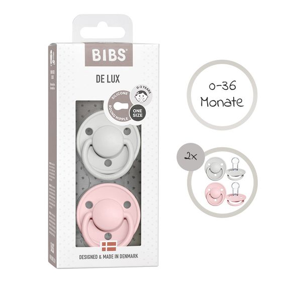 Bibs Schnuller - De Lux 2er Pack - Silikon - Haze / Blossom - Gr. 0-36 M