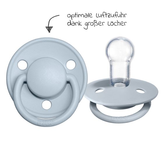 Bibs Schnuller - De Lux 2er Pack - Silikon - Iron / Baby Blue - Gr. 0-36 M