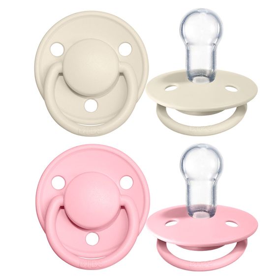 Bibs Schnuller - De Lux 2er Pack - Silikon - Ivory / Baby Pink - Gr. 0-36 M