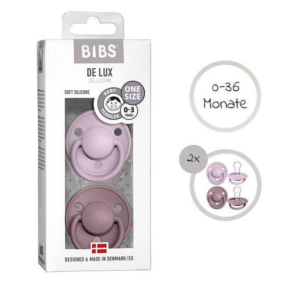 Bibs Schnuller - De Lux 2er Pack - Silikon - Lilac / Heather - Gr. 0-36 M