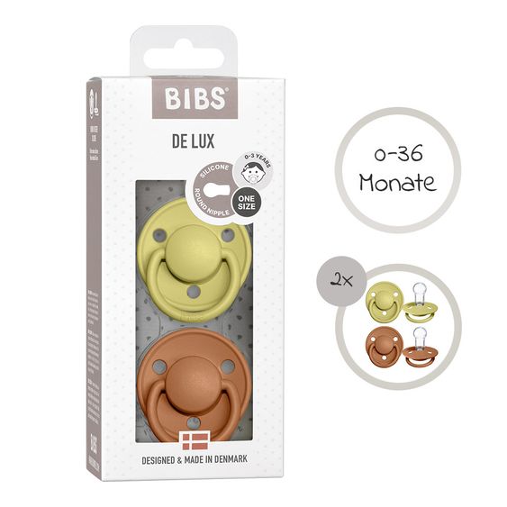 Bibs Schnuller - De Lux 2er Pack - Silikon - Meadow / Earth - Gr. 0-36 M