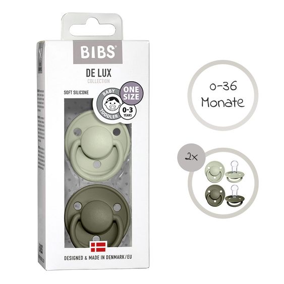 Bibs Schnuller - De Lux 2er Pack - Silikon - Sage / Hunter Green - Gr. 0-36 M