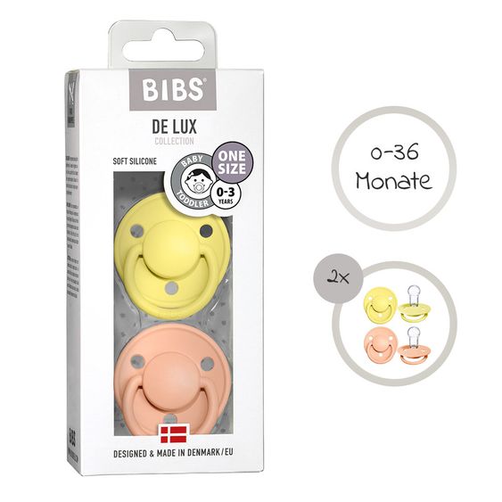 Bibs Schnuller - De Lux 2er Pack - Silikon - Sunshine / Peack Sunset - Gr. 0-36 M