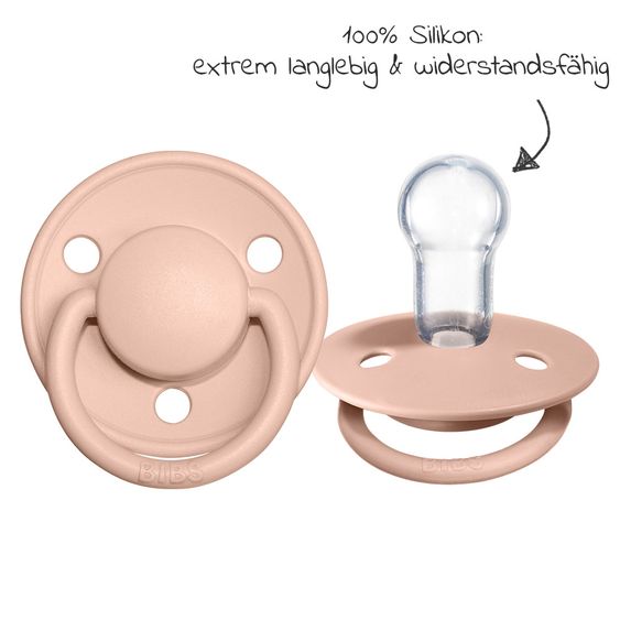 Bibs Pacifier - De Lux 2 Pack - Silicone - Woodchuck / Blush - Size 0-36 M