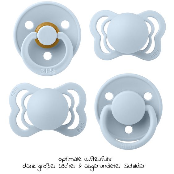 Bibs Schnuller Probierset - Try-it Collection 4er Pack - Baby Blue - Gr. 0-6 M