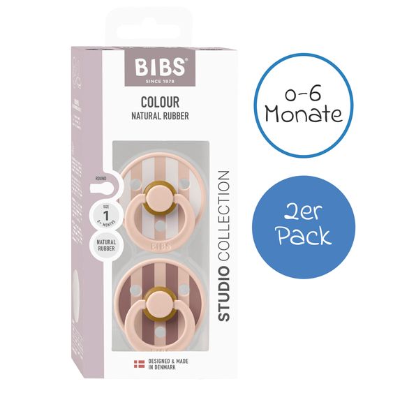 Bibs Succhietto Studio Colour 2er Pack - Blocco - Blush Mix - Gr. 0-6 M