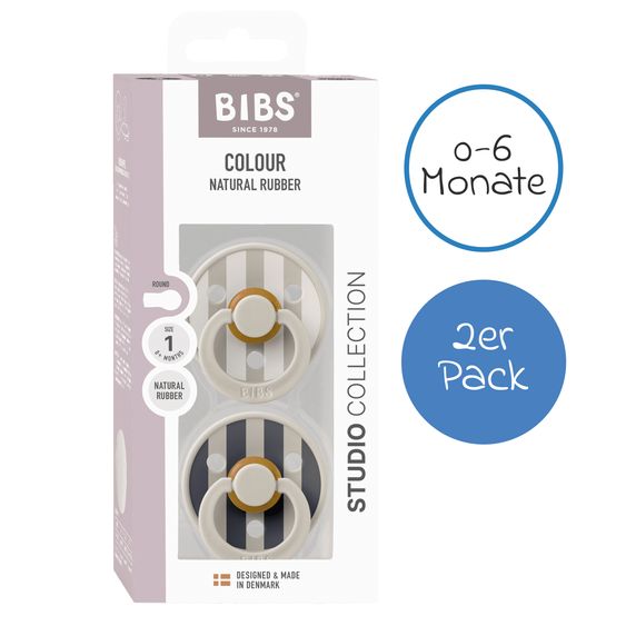 Bibs Schnuller Studio Colour 2er Pack - Block - Sand Mix - Gr. 0-6 M