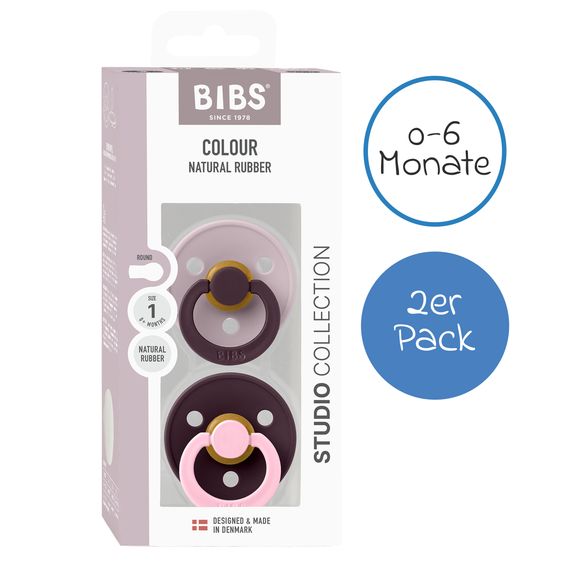 Bibs Schnuller Studio Colour 2er Pack - Fusion - Dusky Lilac Plum Mix - Gr. 0-6 M