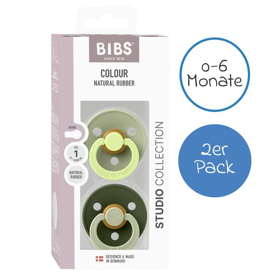 Bibs Pacifier Studio Colour 2-Pack - Fusion - Sage Hunter Green Mix - Gr. 0-6 M