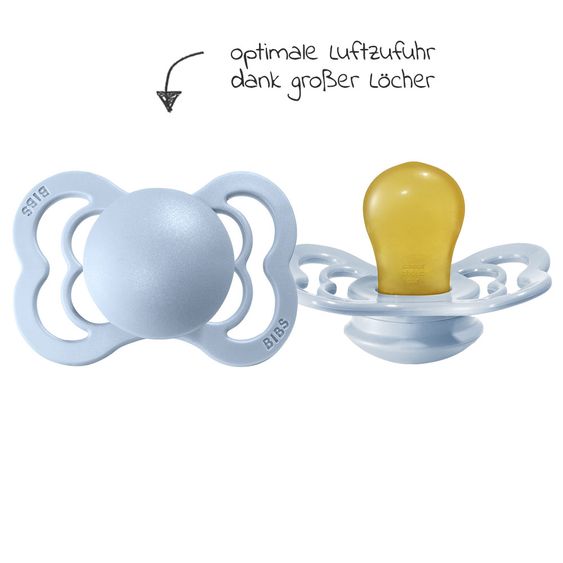 Bibs Schnuller - Supreme 2er Pack - Naturkautschuk - Iron / Baby Blue - Gr. 0-6 M