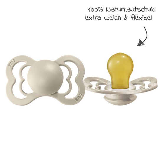 Bibs Schnuller - Supreme 2er Pack - Naturkautschuk - Vanilla / Dark Oak - Gr. 6-36 M