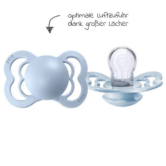 Bibs Schnuller - Supreme 2er Pack - Silikon - Iron / Baby Blue - Gr. 0-6 M