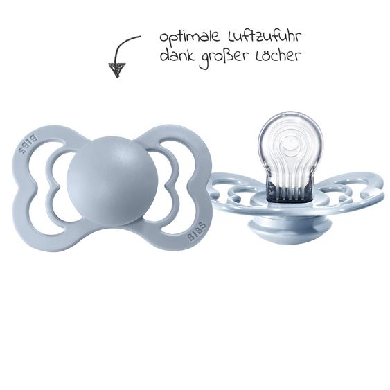 Bibs Schnuller - Supreme 2er Pack - Silikon - Iron / Baby Blue - Gr. 6-36 M