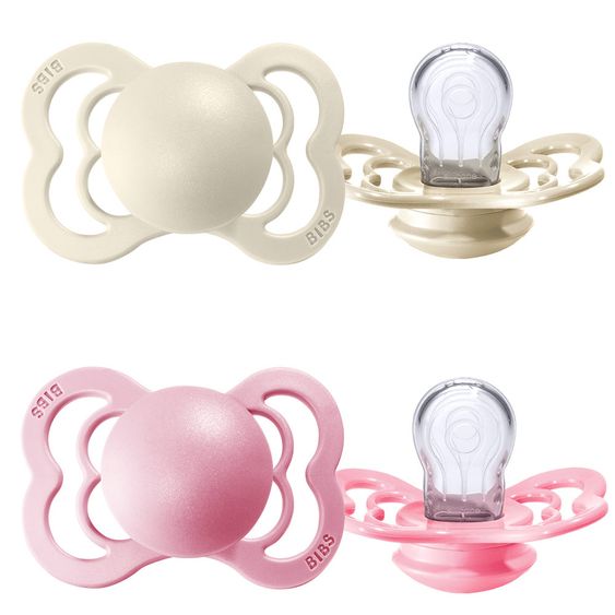 Bibs Schnuller - Supreme 2er Pack - Silikon - Ivory / Baby Pink - Gr. 0-6 M
