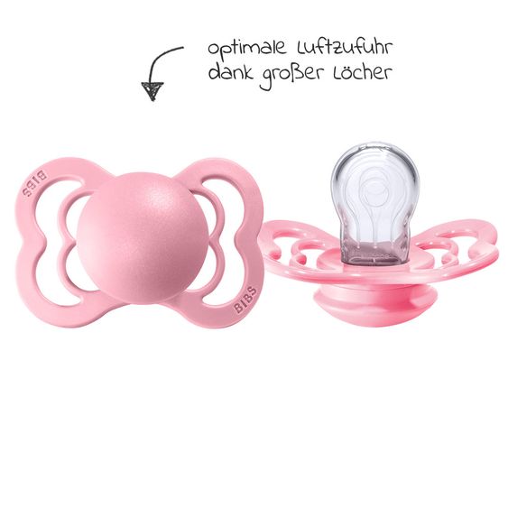 Bibs Schnuller - Supreme 2er Pack - Silikon - Ivory / Baby Pink - Gr. 0-6 M