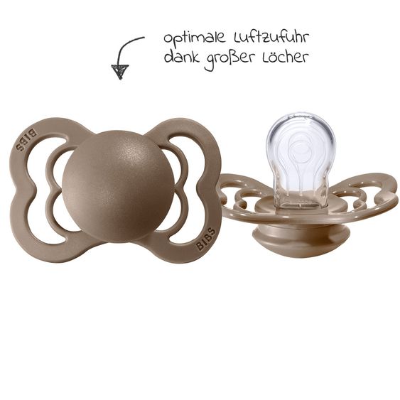 Bibs Schnuller - Supreme 2er Pack - Silikon - Vanilla / Dark Oak - Gr. 0-6 M