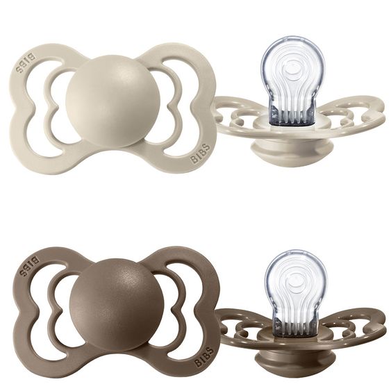 Bibs Schnuller - Supreme 2er Pack - Silikon - Vanilla / Dark Oak - Gr. 6-36 M