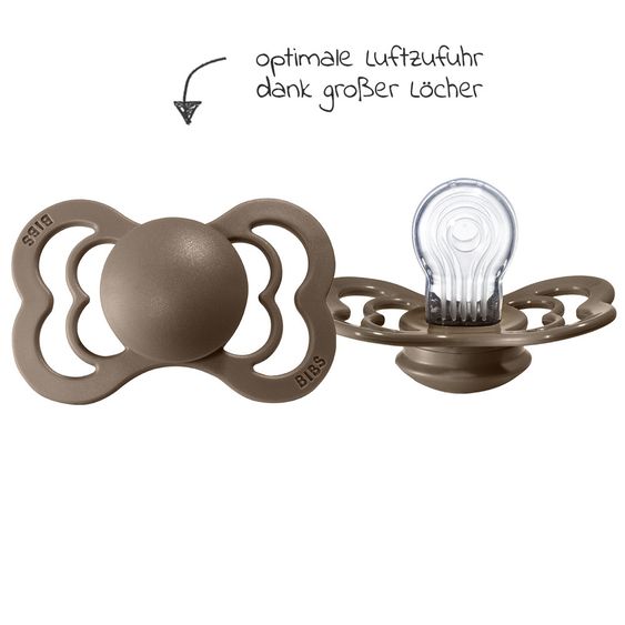 Bibs Schnuller - Supreme 2er Pack - Silikon - Vanilla / Dark Oak - Gr. 6-36 M