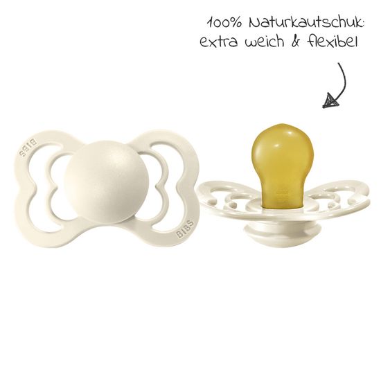 Bibs Schnuller - Supreme - Naturkautschuk - Ivory / Baby Pink - Gr. 6-36 M