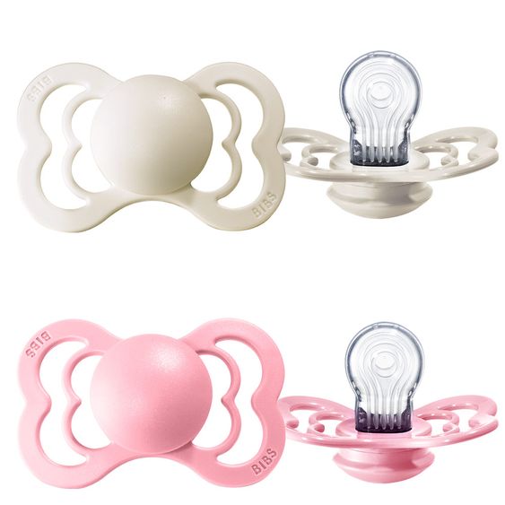 Bibs Ciuccio - Supremo - Silicone - Avorio / Rosa baby - Taglia 6-36 M