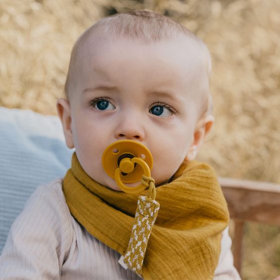 Bibs Schnullerband Pacifier Braid - Mustard / Ivory / Cloud
