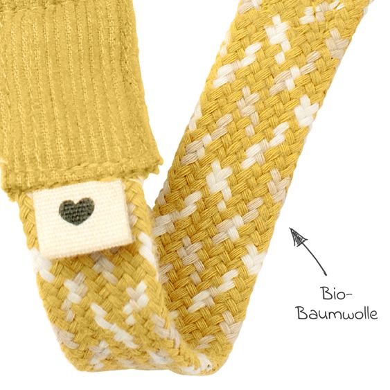 Bibs Schnullerband Pacifier Braid - Mustard / Ivory / Cloud